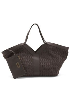 Viola Castellani chocolate Tote Bag with Removable Pouch